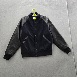 Uniqlo Men Jacket M Black Varsity Snap Zipper Stadium